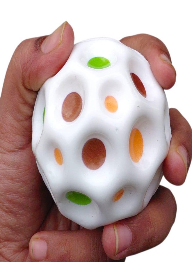 JNil Bouncing Moon Basketball for Kids with Soft Rubber Bounce Ball Set Playground Toy Best Gift for Boys and Girl Random Color (Pack of 1) (White-1) - Image 3